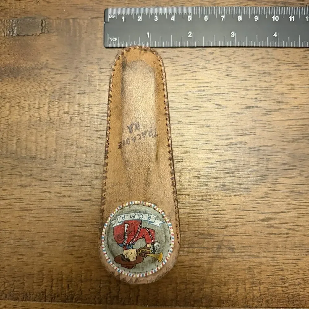 Vintage 50s RCMP Bottle Opener and Leather Sheath Royal Canadian Mounted Police
